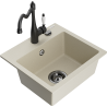Mexen Milo 1-Bowl Granite Sink with Kitchen Faucet Carla, Beige - 6505-69-670700-70