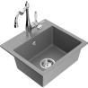 Mexen Milo 1-bowl granite sink with Carla kitchen faucet, gray - 6505-71-670700-00