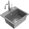 Mexen Milo 1-compartment granite sink with a kitchen mixer tap Carla, Grey - 6505-71-670700-00