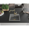 Mexen Milo 1-bowl granite sink with Carla kitchen faucet, gray - 6505-71-670700-50