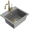 Mexen Milo 1-bowl granite sink with Carla kitchen faucet, gray - 6505-71-670700-50