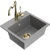 Mexen Milo 1-bowl granite sink with kitchen faucet Carla, gray - 6505-71-670700-50