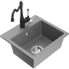 Mexen Milo 1-bowl granite sink with kitchen faucet Carla, gray - 6505-71-670700-70