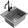 Mexen Milo granite 1-bowl sink with Carla kitchen faucet, gray - 6505-71-670700-70