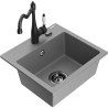 Mexen Milo 1-bowl granite sink with Carla kitchen tap, grey - 6505-71-670700-70-B