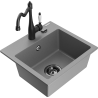 Mexen Milo 1-compartment granite sink with a kitchen mixer tap Carla, Grey - 6505-71-670700-70-B