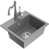 Mexen Milo 1-bowl granite sink with Carla kitchen tap, grey - 6505-71-670700-71