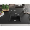 Mexen Milo granite kitchen sink 1-bowl with kitchen faucet Carla, black/silver metallic - 6505-73-670700-00