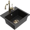 Mexen Milo granite kitchen sink 1-bowl with kitchen faucet Carla, black/silver metallic - 6505-73-670700-50
