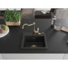 Mexen Milo granite kitchen sink 1-bowl with kitchen faucet Carla, black/silver metallic - 6505-73-670700-50