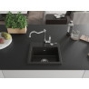 Mexen Milo 1-bowl granite sink with Carla kitchen faucet, black/gold metallic - 6505-75-670700-00