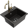 Mexen Milo 1-bowl granite sink with Carla kitchen faucet, black/gold metallic - 6505-75-670700-50-B