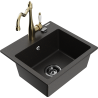 Mexen Milo granite single-bowl sink with Carla kitchen faucet, black/gold metallic - 6505-75-670700-50-B