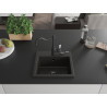 Mexen Milo granit sink single-bowl with Carla kitchen faucet, black/gold metallic - 6505-75-670700-70-B