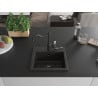 Mexen Milo granite sink 1-bowl with Carla kitchen tap, black/golden metallic - 6505-75-670700-70-B