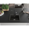 Mexen Milo 1-bowl granite sink with kitchen faucet Carla, black/gold metallic - 6505-75-670700-70