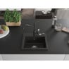 Mexen Milo granite sink 1-bowl with Carla kitchen tap, black/gold metallic - 6505-75-670700-70
