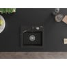 Mexen Milo granite sink 1-bowl with Carla kitchen faucet, black/gold metallic - 6505-75-670700-70