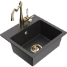 Mexen Milo single-bowl granite sink with kitchen faucet Carla, speckled black - 6505-76-670700-50