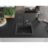 Mexen Milo granite sink with 1 bowl and kitchen faucet Carla, black speckled - 6505-76-670700-70-B