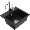 Mexen Milo granite kitchen sink 1-chamber with kitchen faucet Carla, black - 6505-77-670700-00