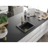 Mexen Milo 1-bowl granite sink with Carla kitchen faucet, black - 6505-77-670700-50