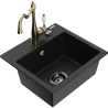 Mexen Milo 1-compartment granite sink with a kitchen mixer tap Carla, Black - 6505-77-670700-50-B