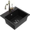 Mexen Milo granite kitchen sink 1-bowl with Carla faucet, black - 6505-77-670700-50-B