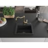 Mexen Milo 1-compartment granite sink with a kitchen mixer tap Carla, Black - 6505-77-670700-50-B