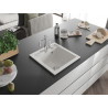 Mexen Vito granite kitchen sink 1-bowl with Carla kitchen faucet, white - 6503-20-670700-00