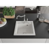 Mexen Vito granite kitchen sink 1-bowl with Carla kitchen faucet, white - 6503-20-670700-00