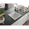 Mexen Vito granite sink 1-bowl with kitchen faucet Carla, white - 6503-20-670700-20