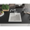 Mexen Vito granite sink 1-bowl with kitchen faucet Carla, white - 6503-20-670700-20