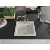 Mexen Vito granite kitchen sink 1-bowl with Carla kitchen faucet, white - 6503-20-670700-50