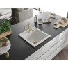 Mexen Vito granite kitchen sink 1-bowl with Carla kitchen faucet, white - 6503-20-670700-50