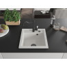 Mexen Vito granite sink 1-bowl with kitchen faucet Carla, white - 6503-20-670700-70