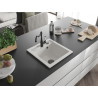 Mexen Vito granite sink 1-bowl with kitchen faucet Carla, white - 6503-20-670700-70