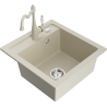 Mexen Vito 1-bowl granite sink with Carla kitchen faucet, beige - 6503-69-670700-69