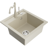 Mexen Vito 1-bowl granite sink with Carla kitchen tap, beige - 6503-69-670700-69