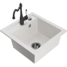 Mexen Vito granite sink 1-bowl with kitchen faucet Carla, white - 6503-20-670700-70