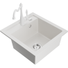 Mexen Vito granite kitchen sink 1-bowl with kitchen faucet Carla, white - 6503-20-670700-20