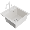 Mexen Vito granite sink 1-bowl with kitchen faucet Carla, white - 6503-20-670700-20