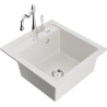Mexen Vito granite kitchen sink 1-bowl with Carla kitchen faucet, white - 6503-20-670700-00