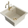 Mexen Vito 1-bowl granite sink with Carla kitchen tap, beige - 6503-69-670700-50