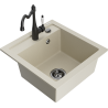 Mexen Vito 1-bowl granite sink with kitchen faucet Carla, beige - 6503-69-670700-70