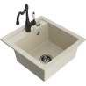 Mexen Vito single-bowl granite sink with kitchen faucet Carla, beige - 6503-69-670700-70