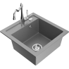 Mexen Vito granite kitchen sink 1-bowl with Carla kitchen tap, grey - 6503-71-670700-00