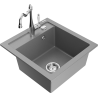 Mexen Vito granite sink 1-bowl with Carla kitchen faucet, gray - 6503-71-670700-00