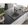 Mexen Vito granite kitchen sink with 1 basin and Carla kitchen faucet, gray - 6503-71-670700-71