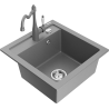Mexen Vito granite kitchen sink with 1 basin and Carla kitchen faucet, gray - 6503-71-670700-71